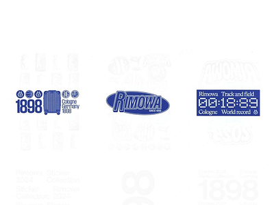 Rimowa Heritage Sticker Collection badge system brand collateral brand evolution brand extension brand visuals editorial graphic graphic identity heritage branding iconic branding marks modular layout monogram logo print branding retro typography rimowa style sport influence sticker design travel identity vintage inspiration