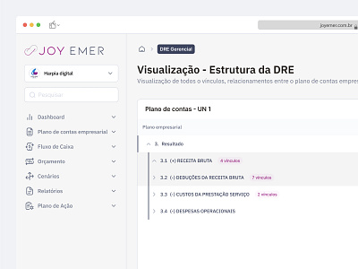 Structure display screen - Joy Emer business management ux accounting