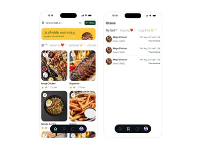 A meal delivery app cart delivery app food home meal mobile ui
