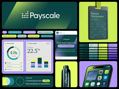 Payscale Re-Brand ID 3d branding color currency data finance hr icon identity illustration logo logomark payment rebrand social software technology type website wordmark