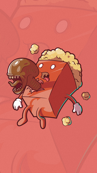 Alien Popcorn! alien branding character colors design funny graphic illustration monster movie shirt vector