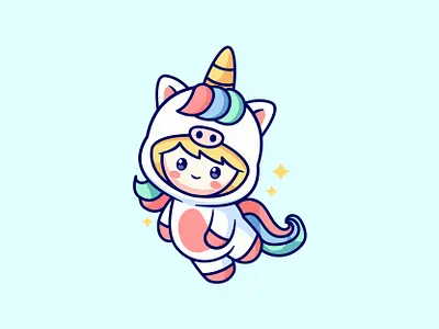 Unicorn adorable animal cartoon character costume cute dribbble happy illustration kawaii mascot unicorn vector