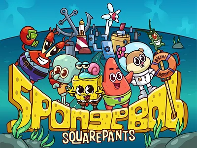 Spongebob Fan Art🧽🐙⭐🦀 bikini bottom cartoon character crab cute fanart icon illustration logo movie nickelodeon plankton sea snail sponge spongebob squid squirrel star fish
