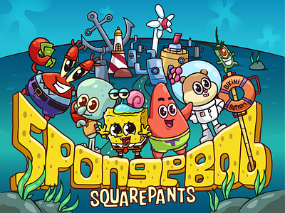 Spongebob Fan Art🧽🐙⭐🦀 bikini bottom cartoon character crab cute fanart icon illustration logo movie nickelodeon plankton sea snail sponge spongebob squid squirrel star fish