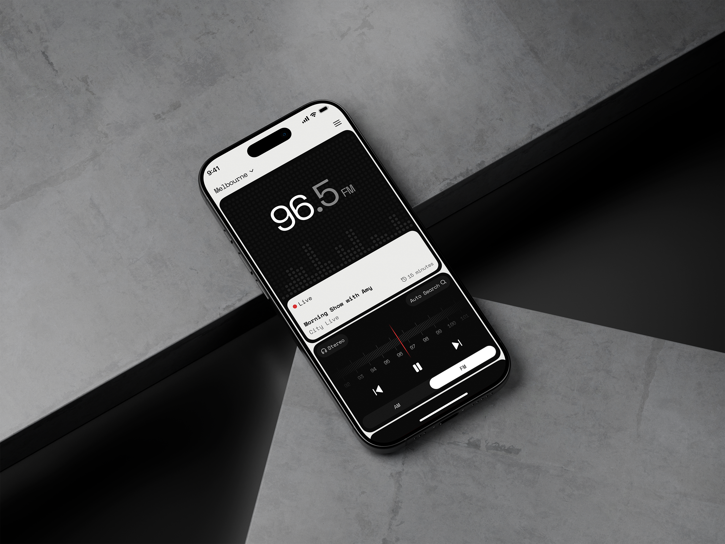 Online radio app design typography ui