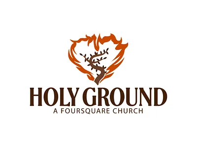 Holy Ground Logo branding burning bush church design fire graphic design identity illustration logo mark oklahoma tulsa typography vector