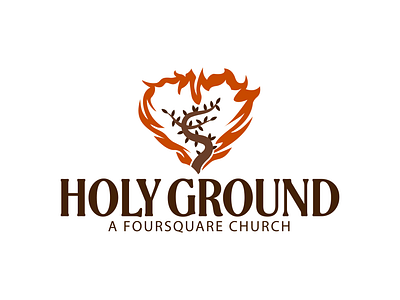 Holy Ground Logo branding burning bush church design fire graphic design identity illustration logo mark oklahoma tulsa typography vector