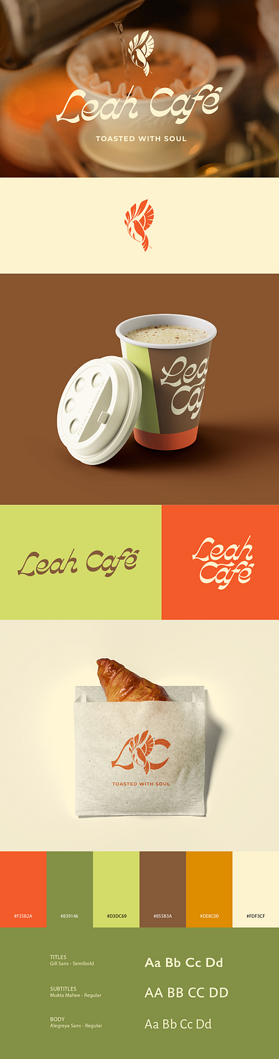 Leah Café - Gas station coffee shop branding café coffee coffee shop family gas station logo visual identity