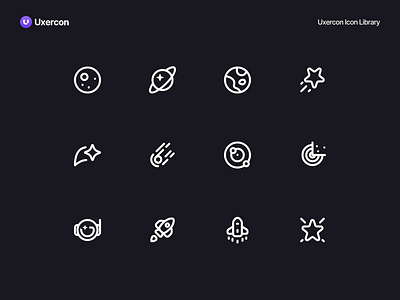 Space & Galaxy - Uxercon Icon Library animation astronomy design figma galaxy icon icon design iconography logo milky planet sky space spaceandgalaxy star ui uiux universe ux uxercon