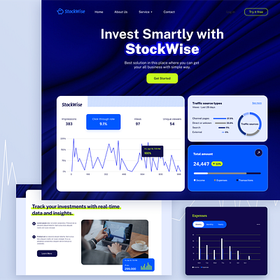 Stockwise branding design landing page ui