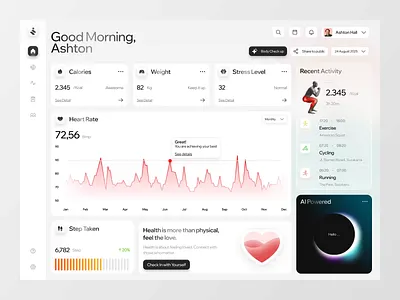 Sweatsync - Health Track Dashboard Animation after effect ai ai voice analytics animation clean dashboard data design doctor fitness fitnessgoal health tracker hospital medicine motion motion graphics smooth workout workout app