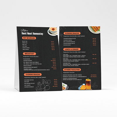Astoria HomeStay Menu Card graphic design menu card design print design stationary design