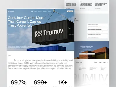 TRUMUV - Logistics Website cargo clean container design editorial editorial design header logistic logistics minimalis moving saas shipping ui uiux ux web web design website website design