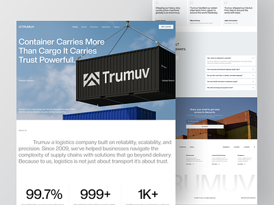 TRUMUV - Logistics Website cargo clean container design editorial editorial design header logistic logistics minimalis moving saas shipping ui uiux ux web web design website website design