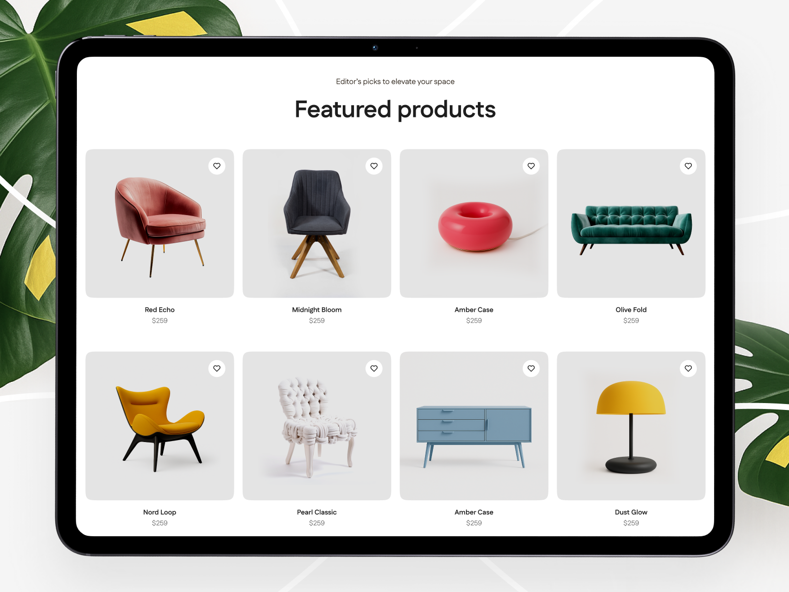 Featured products ecommerce online shop product list ui design ux design web design