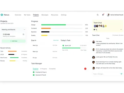 Nexus - projects overview page design deadlines