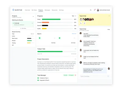 Quantum - Project Organised dashboard design deadlines projects