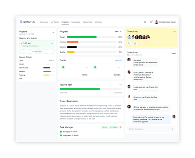 Quantum - Project Organised dashboard design deadlines projects