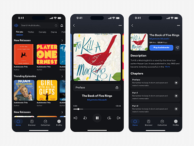 Podcast and Audiobook App Design app design audio audio player audio series audiobook app catalog podcast app product design ui design
