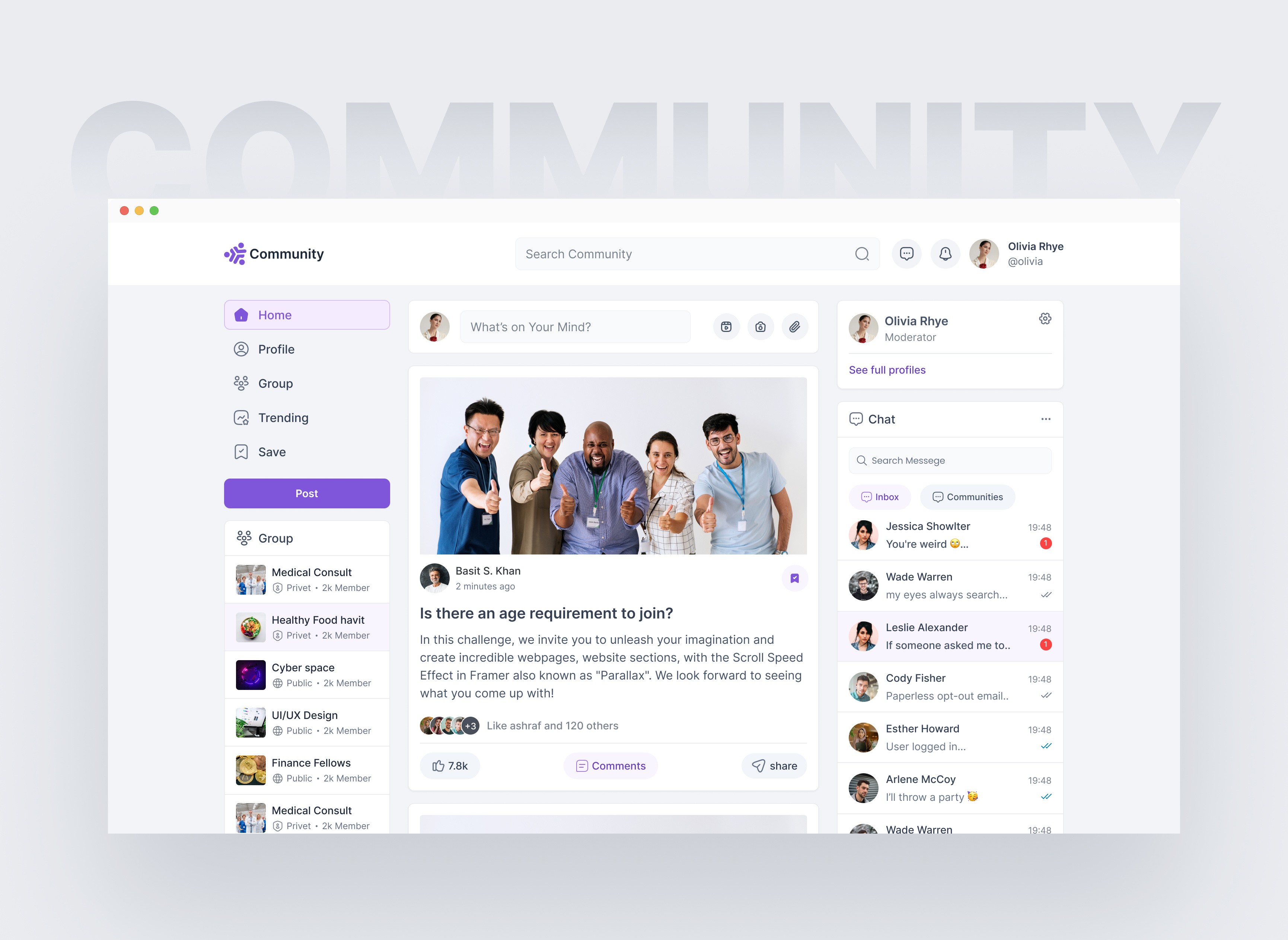 Modern Community Forum UI Concept Clean Web App Layout cleandesign communityui dailyui dashboarddesign figma forumdesign interactiondesign landing page lightui productdesign saasdesign socialplatform ui webappdesign