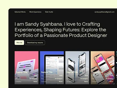 Modern Designer Portfolio Landing Page case study designer landing page portfolio product design ui design web design website