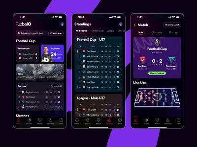 Football Schedule and Matches App Design app design football goal livescore matches product design soccer standing statistic ui design
