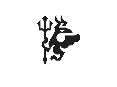 Dragon and trident ready-made logo for sale by Anhdodes anhdodes bird branding creature design dragon graphic design illustration logo logo design logo designer logodesign minimalist logo poseidon trident