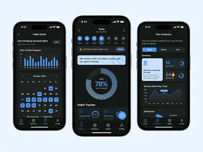 Habit Tracker and To Do List App Design app design chart dashboard habit healthy life mental product design to do list tracker ui design