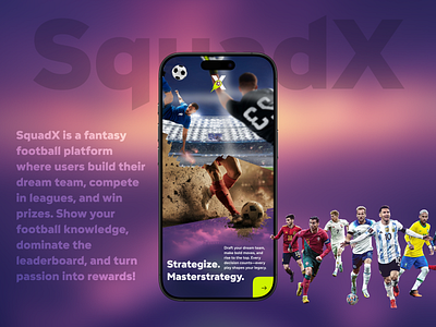 SquadX — Fantasy Football App Design Concept android app app design branding design fantasy app fantasy app design fantasy football fifa 2025 fifaworldcup football ios iphone live football mobile mobile app sports ui ux worldcup