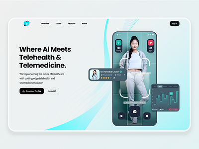 AI-Powered Telehealth Platform UI – Where AI Meets Care .aihealthcare digitalhealthtext here... dribbbleshots figma healthtech medicalapp responsiveui telemedicineui