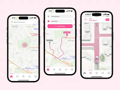 Modern Navigation Map App Design app design car location map marker navigation place product design search ui design