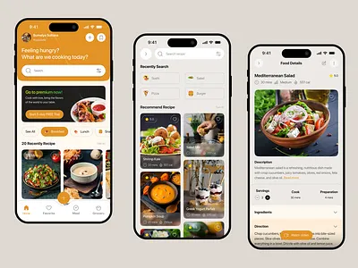 CookBook Recipe – Mobile App UI Design app cooking app digital cookbook family cooking planner food delivery app food tracker app grocery app grocery app ui grocery list app healthy meals app home cooking app meal planner app mobile app nutrition app recipe app recipe manager recipe planner smart cooking app ui