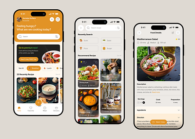 CookBook Recipe – Mobile App UI Design app cooking app digital cookbook family cooking planner food delivery app food tracker app grocery app grocery app ui grocery list app healthy meals app home cooking app meal planner app mobile app nutrition app recipe app recipe manager recipe planner smart cooking app ui