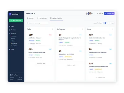 NexaFlow - Projects Management organised dashboard deadlines