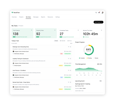 NexaFlow - Task Management organised dashboard deadlines