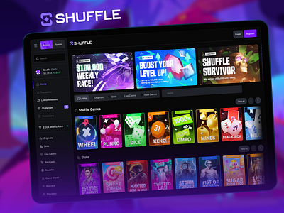 SHUFFLE - Gambling Dashboard casino dashboard casino interface dashboard gambling dashboard game design online casino