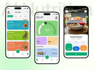 AI Meal and Nutrition Plan Mobile App application calories clean diet food health healthcare illustration interaction design ios lunch meal plan mobile mobile app motion graphics nutrition product design uiux