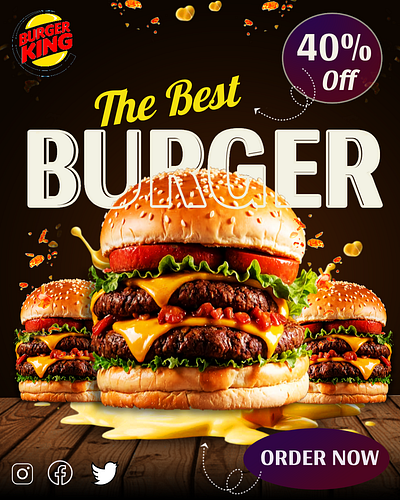 Social Media Poster Design-Restaurant Food Items advertisement banner design billboard design brand identity branding burger poster mockups photoshop pizza poster poster design social media poster