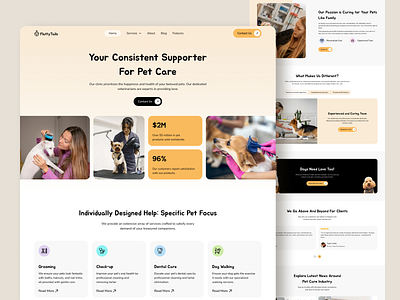 🐾 Pet Care Website Design animal animal care animal shelter cleaning dog feeding grooming home page landing page pet pet care vet products vet service web