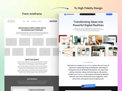 Wireframe to UI – Digital Agency Website Design appdesign branding design digital agency figmadesign it agency it compnay ui ui design ux web design website website design development website ui design wireframe