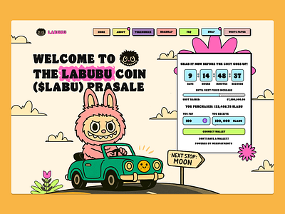 Degen Labubu Coin Meme ai coins crypto crypto website defen design website exchange illustration meme meme chain nft pepe roadmap token trade trend uidesign web web design website crypto