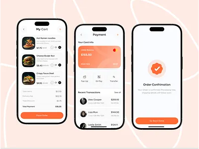 Food Delivery App Cart, Payment, Order confirmation UI/UX Design application cooking delivery delivery service fastfood food delivery app food delivery service fooddelivery health ios app ios app lost ibs meal ofspace online food order ordering recipe app restaurant tasty usability