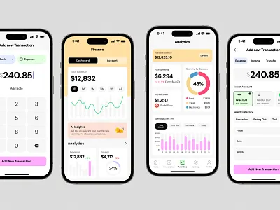 Money Spend Tracker and Finance App Design app design chart dashboard finance modern money product design spend tracker ui design
