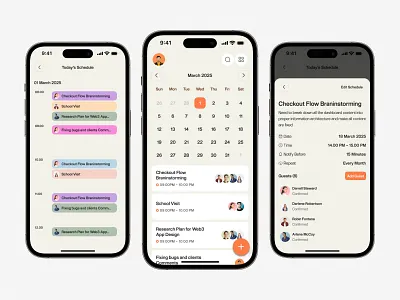 Calendar and To Do List App app design calendar meeting product design schedule to do ui design