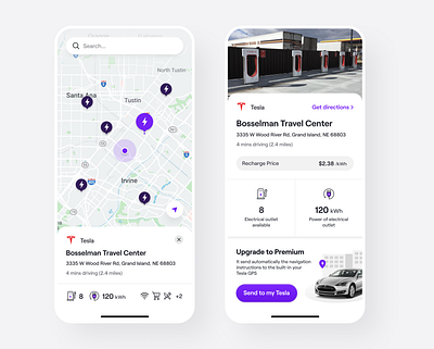 EV Charging Station App android app car charging clean electric ev fleet management green energy home ios iot maps mobile app mobile design station tesla ui design ui ux vehicle