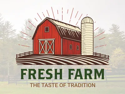 Custom Hand Drawn Vintage Farm Logo barn business logo custom logo farm farm logo fresh farm handdrawn handdrawn logo logo logofolio retro retro logo vintage farm vintage logo