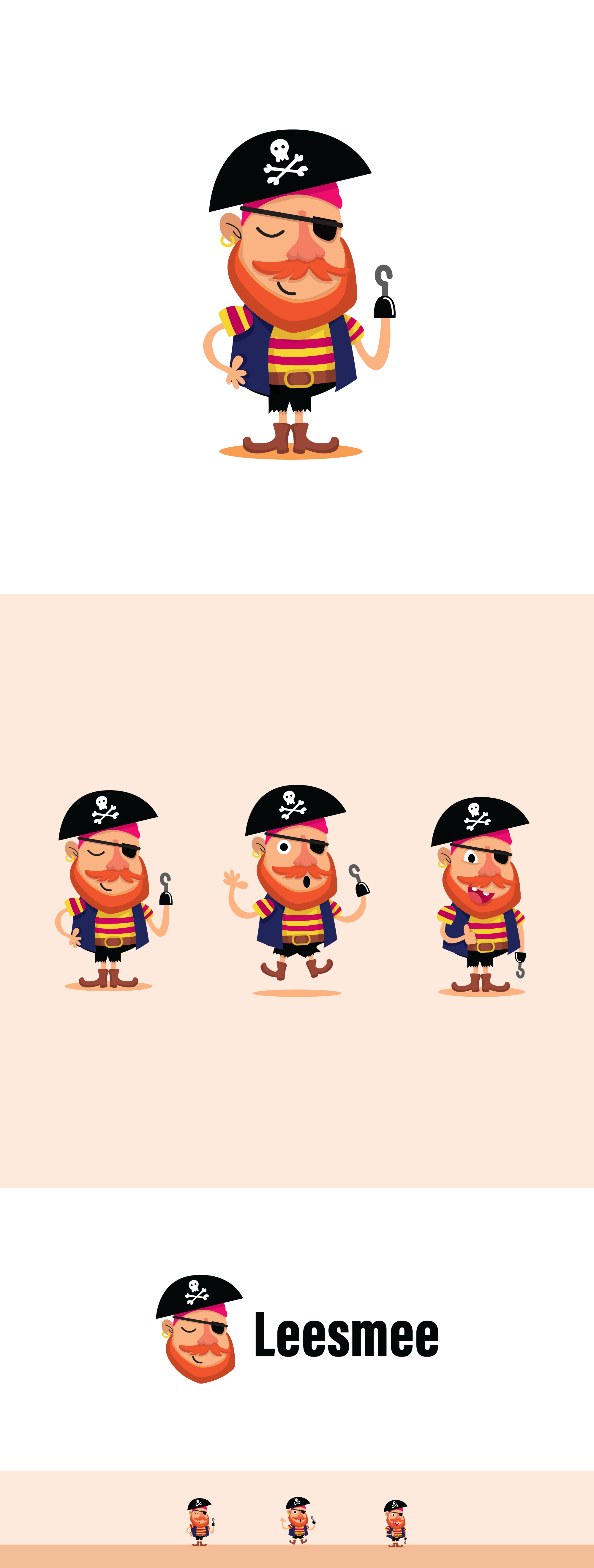 Captain Leesmee – Pirate Character Design adobe illustrator character colorful design digital art expression sheet flat design game character mascot pirate playful design vector vector art