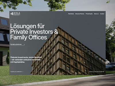 Kola Invest — Private Investment & Family Office Website grid invest website investment investor investor website minimal minimal layout private investment private investor real estate real estate investment real estate landing real estate website typography uidesign webflow website website typography