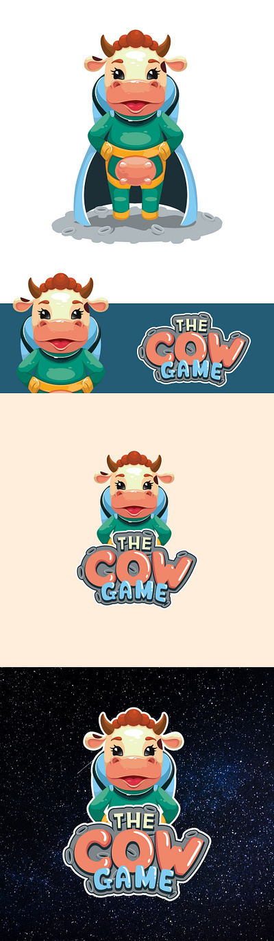 The Cow Game – Mascot & Logo Design animal character cartoon branding character design colorful art design digital illustration game hildrens branding pace cow playful design sci fi logo vector vector illustration