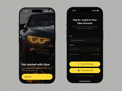Ride App-login & Register page appdesign application design application ui discover dribbble loginscreen minimal design mobile app design mobileappdesign onboarding popular registerui ride ride app rideapp splash splash screen taxi app trendingdesign userexperience